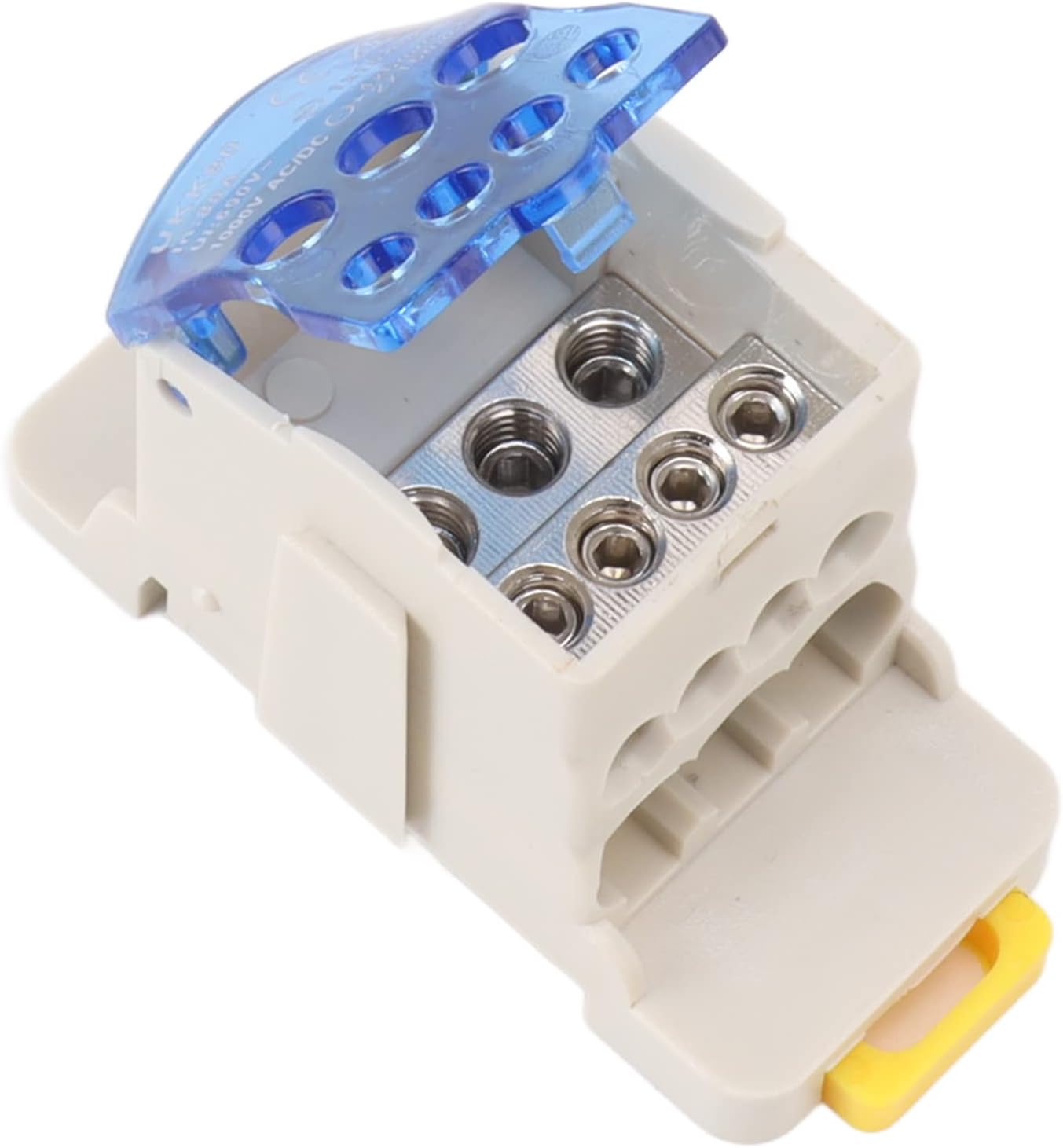 DIN Rail Electrical Box - Circuit Breaker Box - Plastic Transparent Cover Distribution Box Enclosure with Copper Conductor - PC Material - DC1000V (80A)