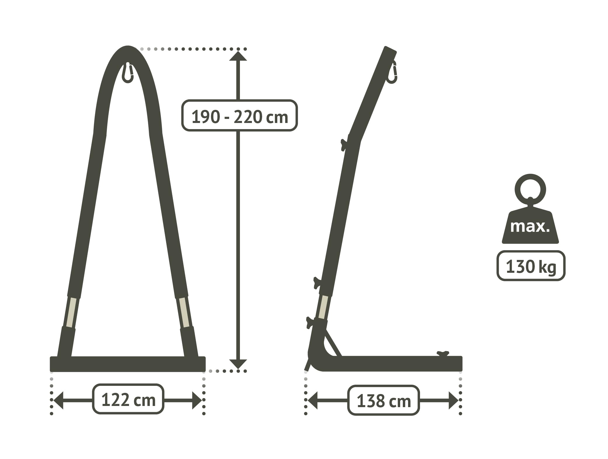 LA SIESTA® - Hängesessel Gestell aus Stahl für Indoor und Outdoor. Verzinktes Stahl-Gestell für Basic- bis Kingsize- Hängesessel (Amura Anthracite)