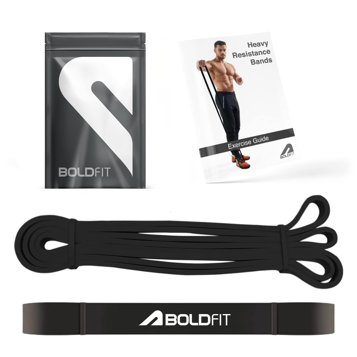 Boldfit Heavy Resistance Band for Exercise & Stretching, Pull Up Band Suitable in Home & Gym Workout, Power Bands for Men & Women. (Black 15-30 kg Resistances)(Material: Natural Rubber )