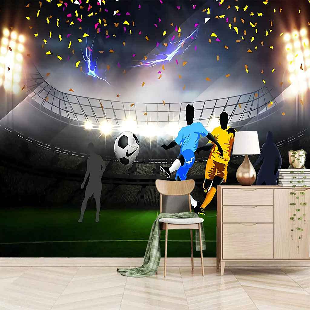 Papier peint 3D foot pour chambre d'enfant et salon grand format autocollant