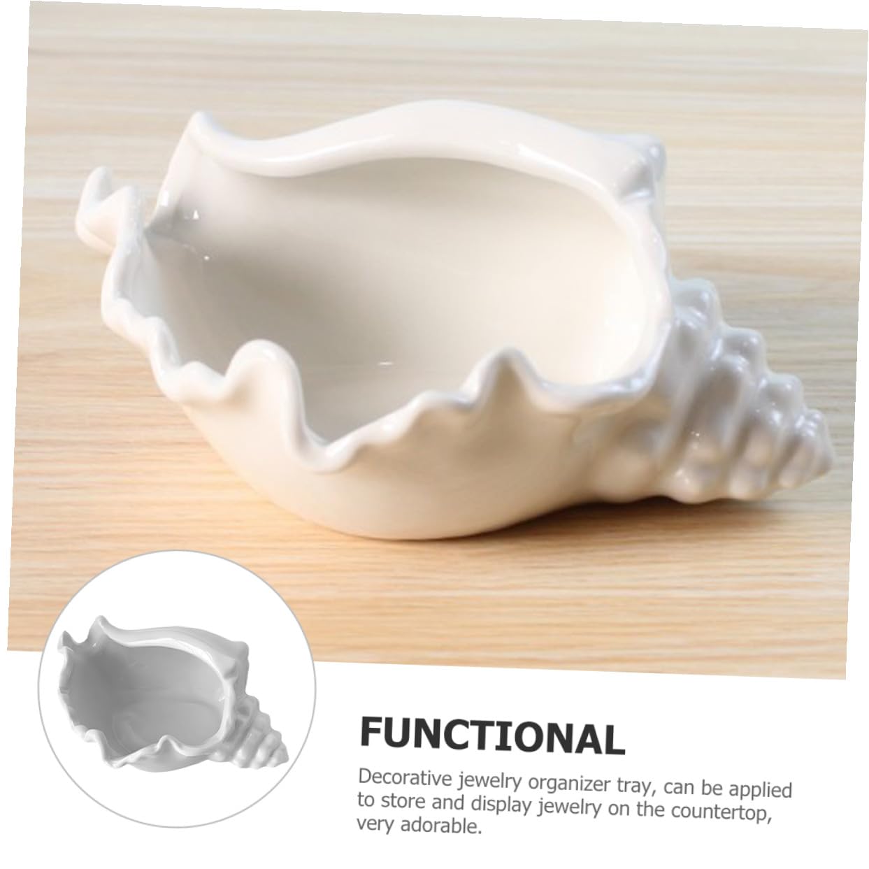 Keramik Schmuckschale Muschelform Dekoratives Schmucktablett Multifunktionales Aufbewahrungs Dekotablett für Schmuck Schlüssel und Ohrringe Weißes Conch Design für Wohnzimmer und
