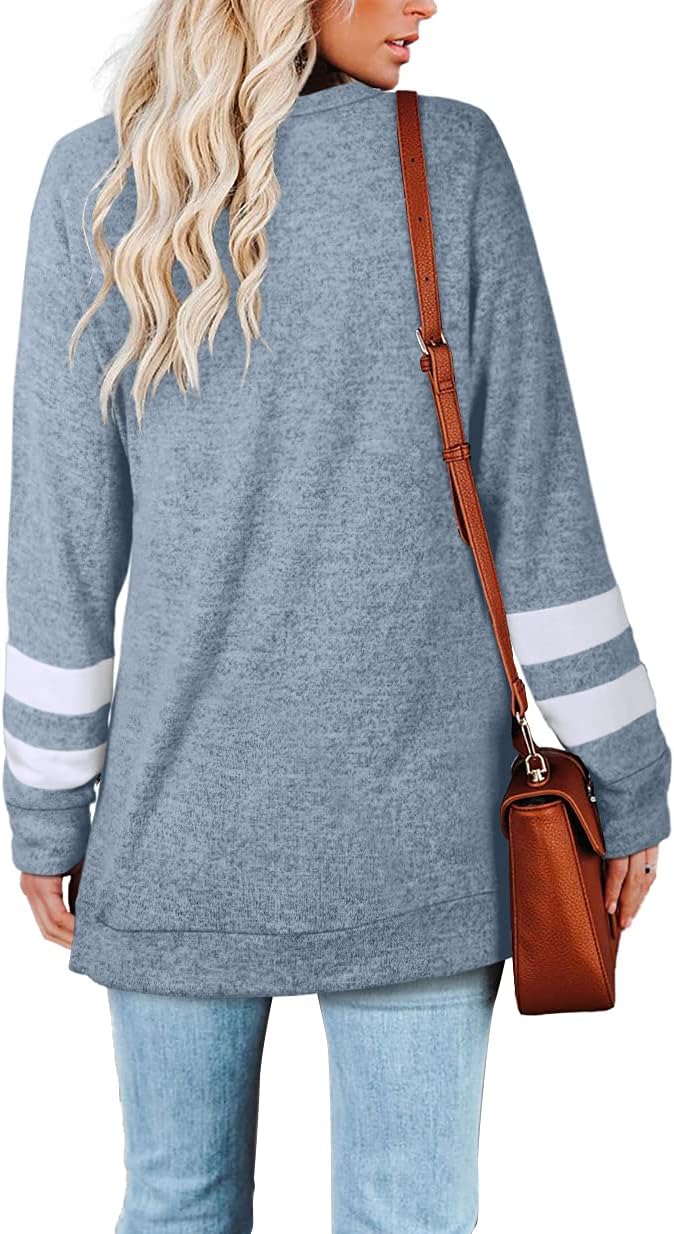 Aokosor Sweatshirts for Women Long Sleeve Shirts V Neck Sweaters Tunic Tops for Leggings - Image 3