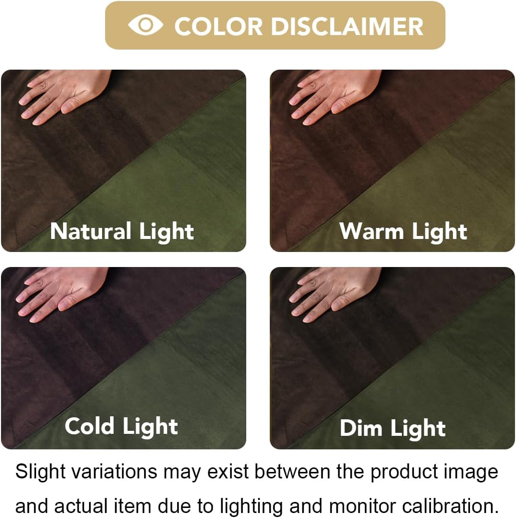 H.VERSAILTEX Velvet Patchwork Curtains Thermal Insulated Soundproof Room Darkening Drapes Rod Pocket Window Treatment Panels for Living Room Bedroom,2 Panels,Brown/Sage,52" W x 96" L