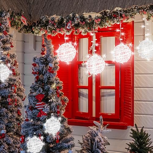 Outdoor Christmas Balls Lights Tree Lights Waterproof, 4 Pack 7.87" LED Hanging Globe Sphere Lights with 8 Lighting Modes Memory Timer Plug for Party Wedding Xmas Porch Patio Garden Yard Decorations by JNOEC - Image 5