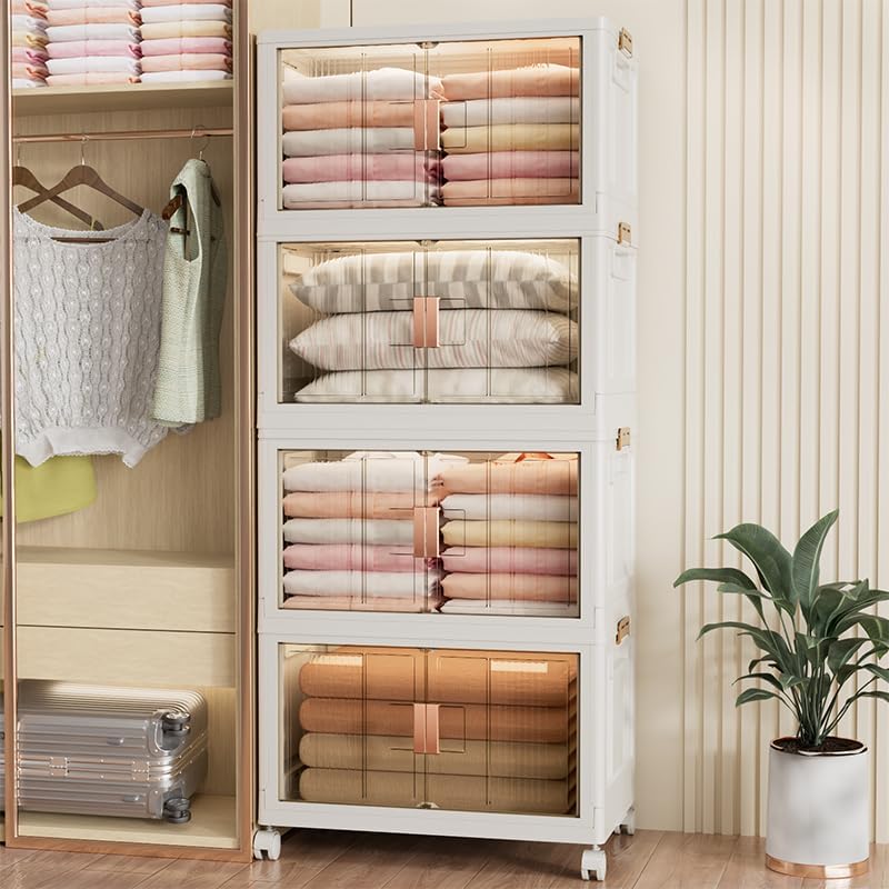 Contenedores de almacenamiento plegables, 3 paquetes, contenedores de almacenamiento apilables de 19 galones, caja de almacenamiento plegable de