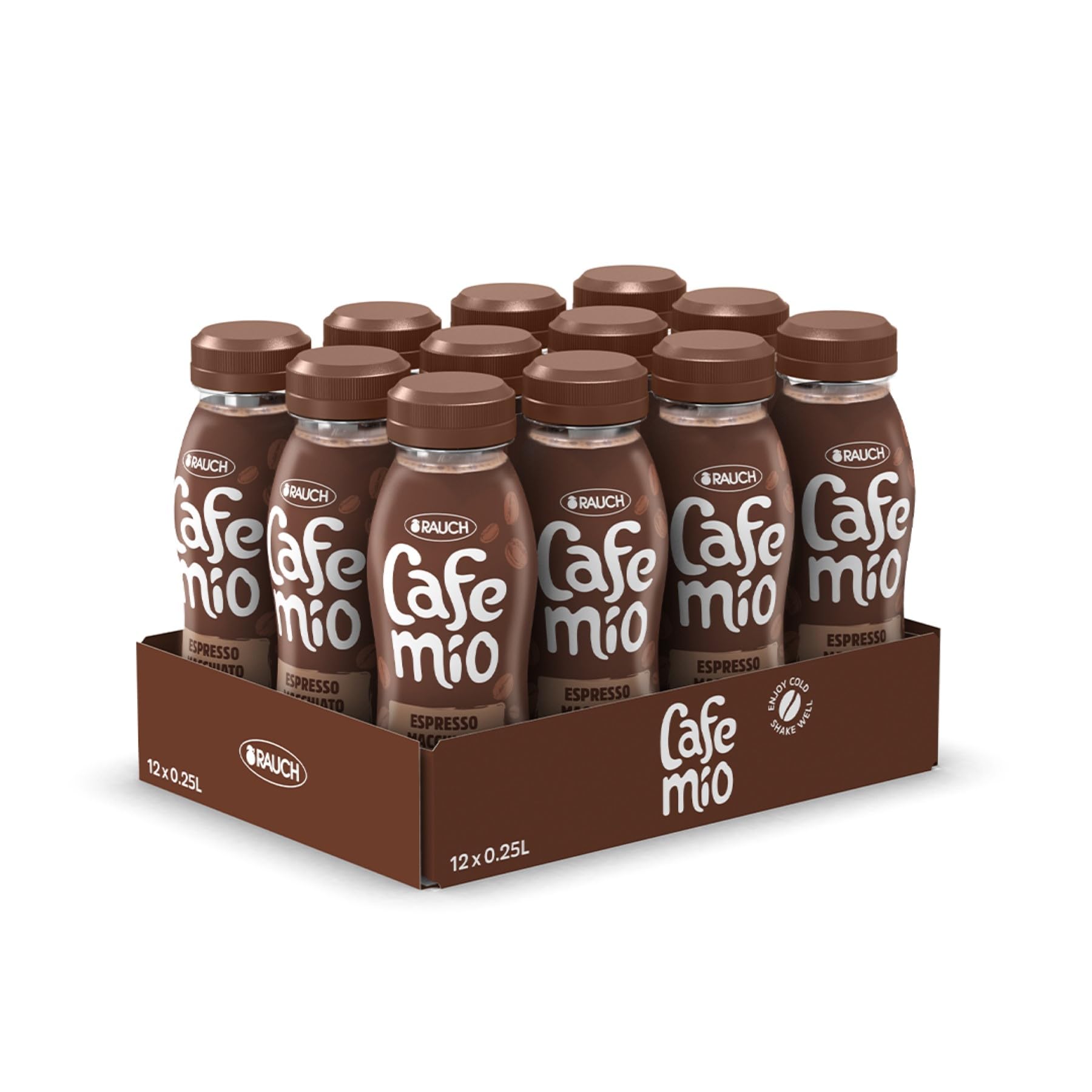 Cafemio Espresso Macchiato | Eiskaffee-Genuss To-Go | Einzigartiger Kaffeegeschmack mit bester Alpenmilch aus Österreich | die Kaffeepause für unterwegs | 12x 250ml PET