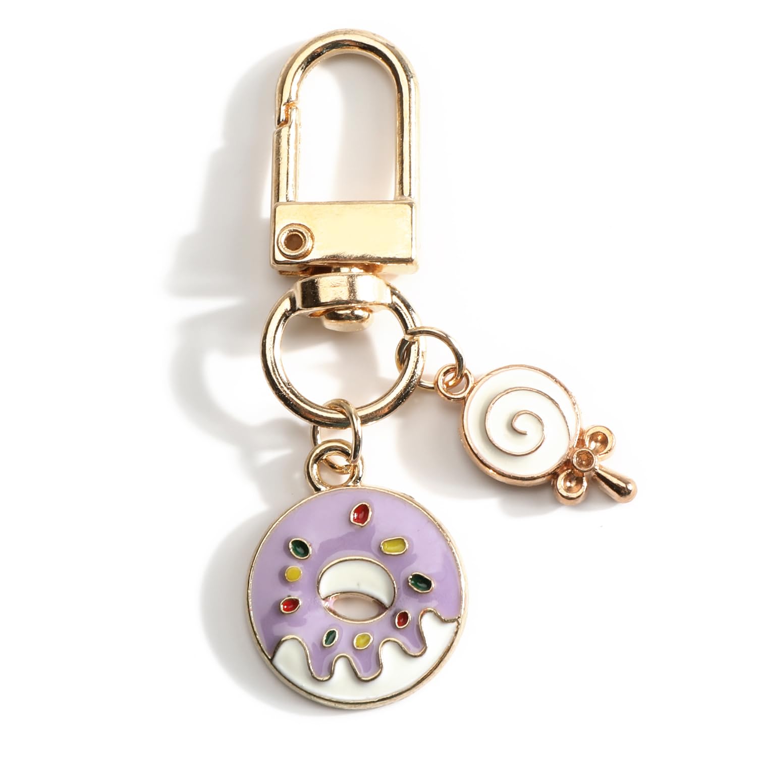 Donut Keychain Food Keychain with Lollipop Cute Bag Charm Donut Gifts for Women Friends Daughter Birthday Christmas