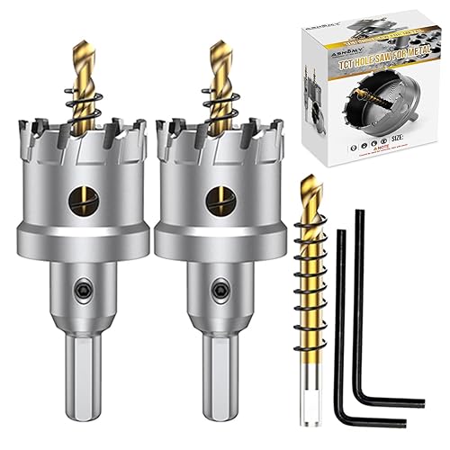 Miniatura 8 de ASNOMY Kit de sierra de agujero TCT grande de 8 piezas para metal duro 58-2-38 pulgadas 0630-2362in con broca piloto chapada en titanio para metal