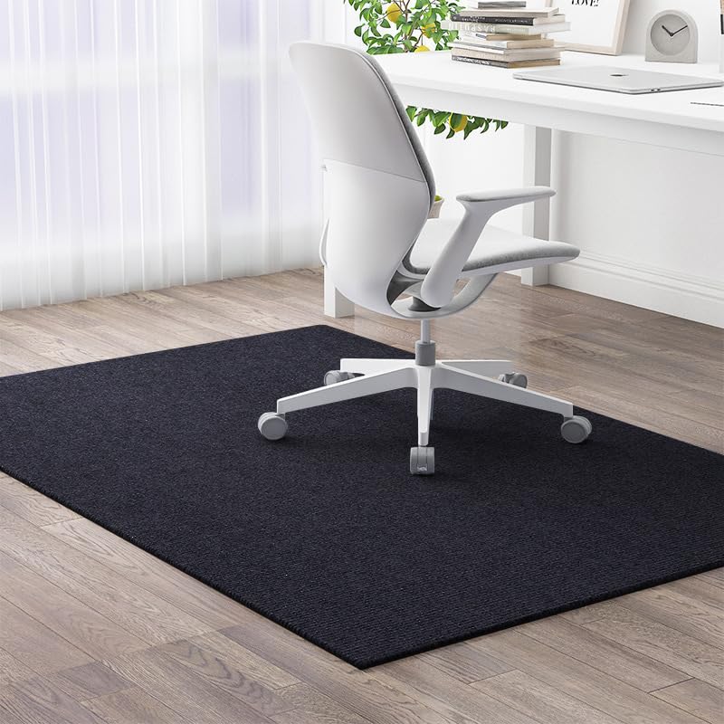 Surwin Square Office Chair Mat,Self-Adhesive Thick Easy Glide Carpet Protector Chair Mat,Anti-Scratch Non-Slip Floor Protector,Floor Mats for Wood/Tile Protection Mat for Office (Dark gray,100x100cm)