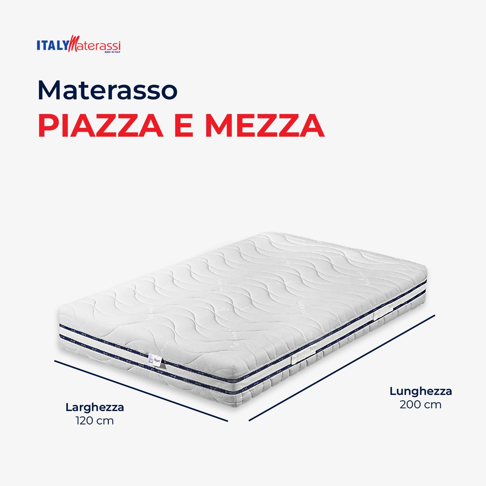 ITALYMATERASSI Materasso Una Piazza e Mezza MED 3.1 120x200 cm in Memory Foam e Molle Insacchettate con 1 Cuscino, Alto 24 cm, Dispositivo Medico Detraibile, Made in Italy
