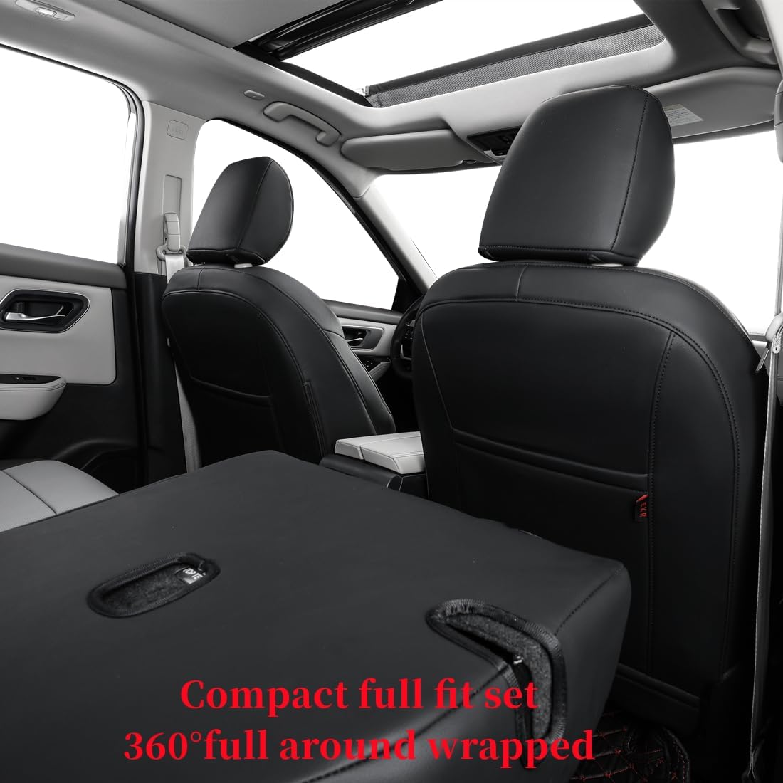 coverdream Altima Waterproof Leather Seat Covers Custom Fit for 2019-2024 2025 Nissan Altima Platinum,SV,SR,S,SL,Full Coverage,Airbag Compatible Car Seat Protector (Full Set,Black/Gray)