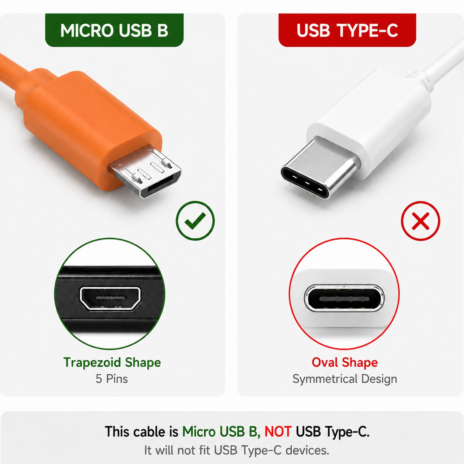 Cable de carga micro USB compatible con Ring Video Doorbell 2/3/3 Plus/4, timbre de video lanzado en 2020, Doorbell Pro/Plus, batería de cámara, cable de carga USB A a micro, 1 m, color