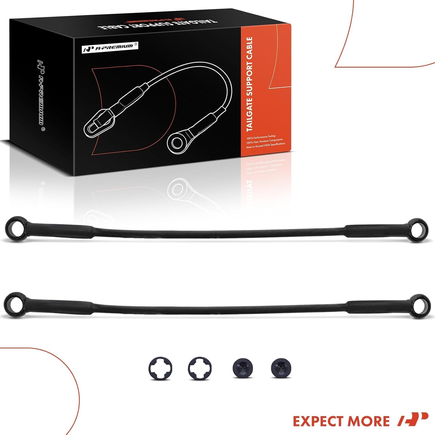 A-Premium Tailgate Support Cable Compatible with Honda Ridgeline 2006-2014, 16 Inch, Rear Tailgate Driver and Passenger Side, 2-PC Set, Replace# 74910SJCA01