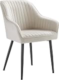 SONGMICS Chaise Salle à Manger, Fauteuil en Velours, avec Accoudoirs - 1