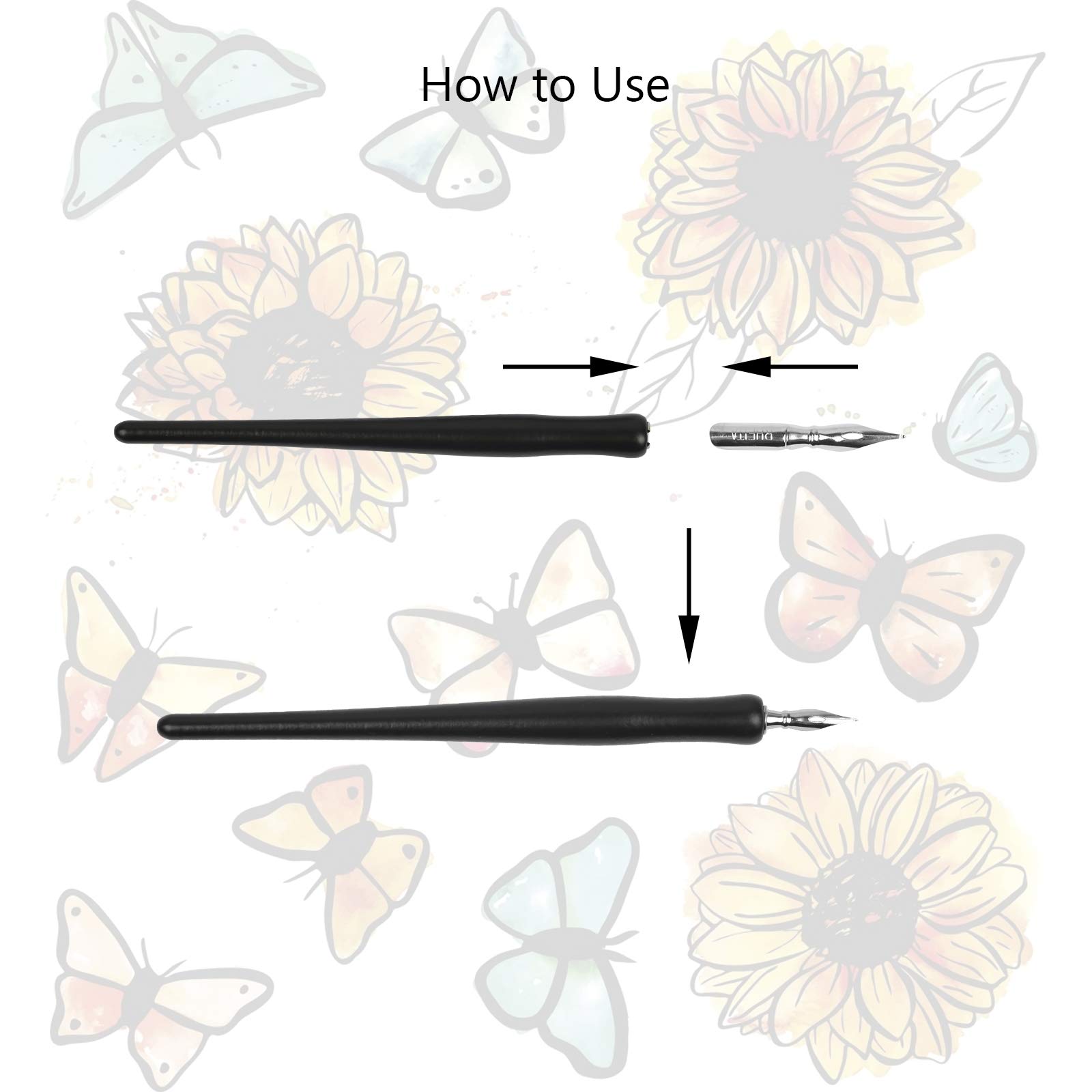 BELIOF Nib Drawing Tools Comic Dip Pen Set Manga Pen Cartoon Comic Pen with 2 Black Pen Holders