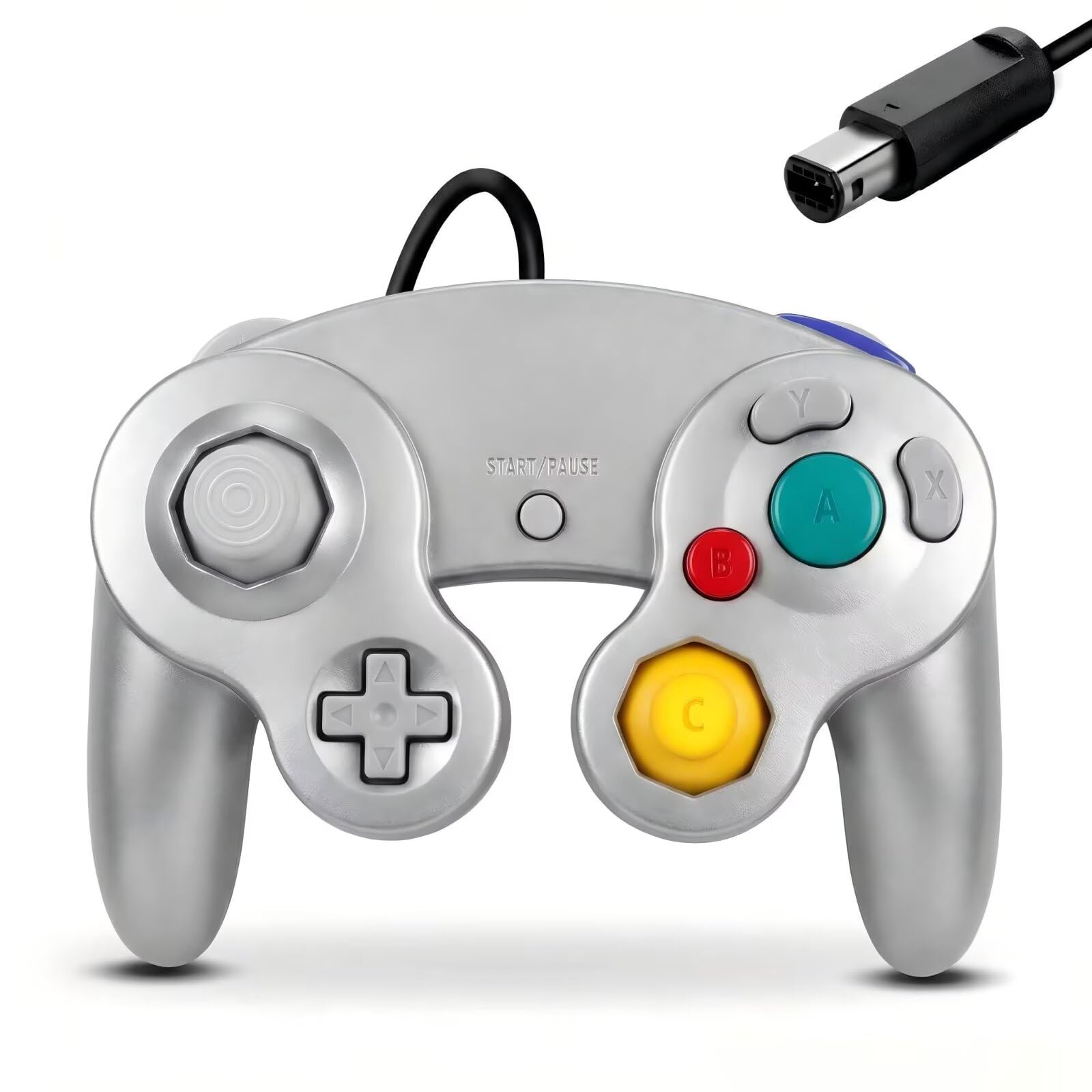 FIOTOK Gamecube Controller,Wired Controller for Wii &amp; Gamecube (Sliver)