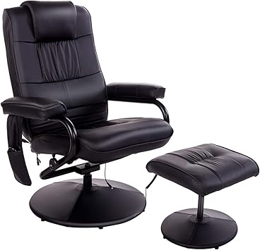 pix Black Leather Swivel Chair With Ottoman homcom massaging faux leather recliner chair and ottoman set with remote control 10 heat massage modes for living room bedroom office black