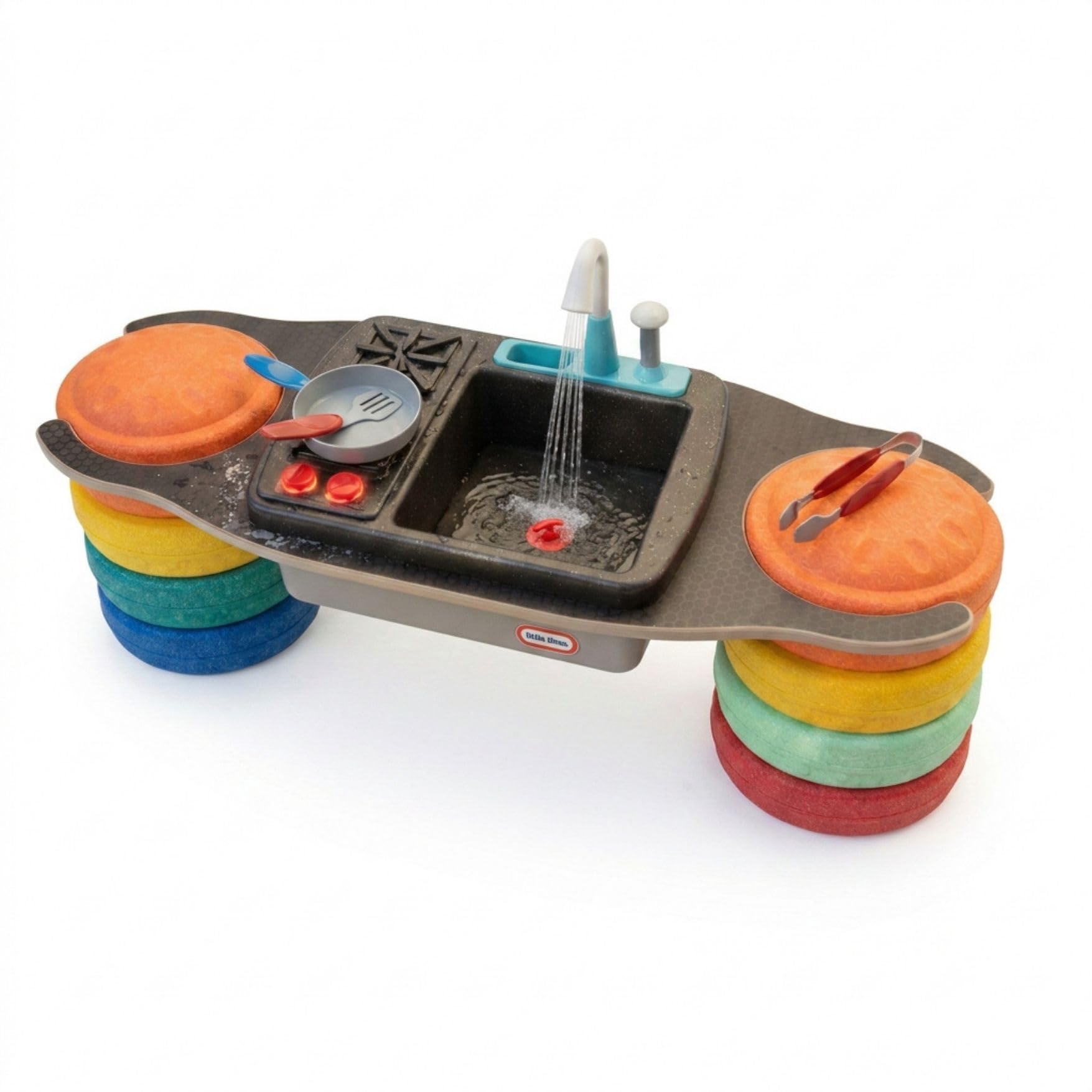 Matschküche, Kinderküche draußen, Spielküche Holz | Modulare Outdoor-Wasserspielküche, höhenverstellbar und wetterfest mit Wasserhahn für Jungen und Mädchen