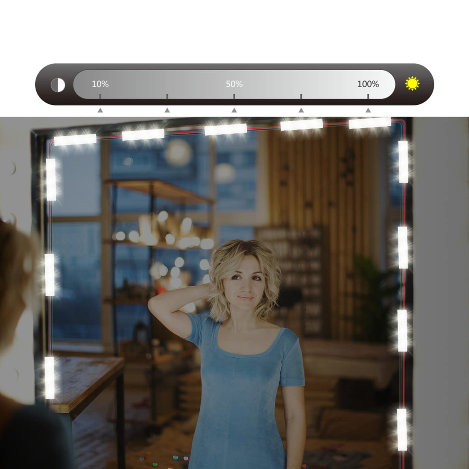 Lumières de Miroir de Maquillage à LED 42LEDs Dimmable Touch Control Lumières de Miroir de courtoisie Lumière de Miroir de Salle de Bain avec câble USB Bande Lumineuse à LED Miroir de Dressage