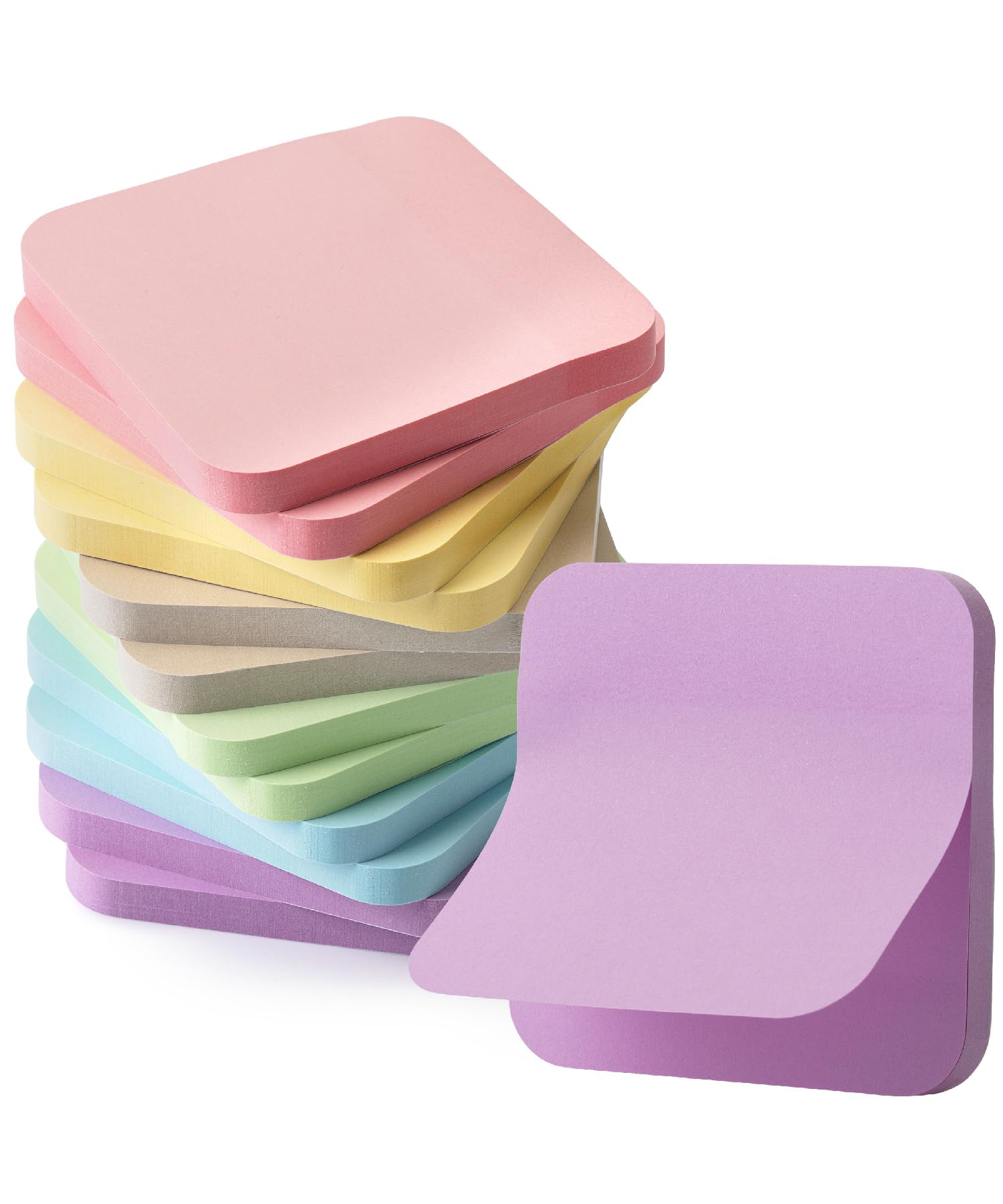 Mr. Pen- Sticky Note Set, 12 Pads, 720 Sheets, 2.8" x 2.8", 6 Pastel Color, Round Corner Colored Sticky Notes, Colorful Sticky Note, Sticky Pads, Colorful Sticky Notes, Stick Notes, Sticky Note Pad