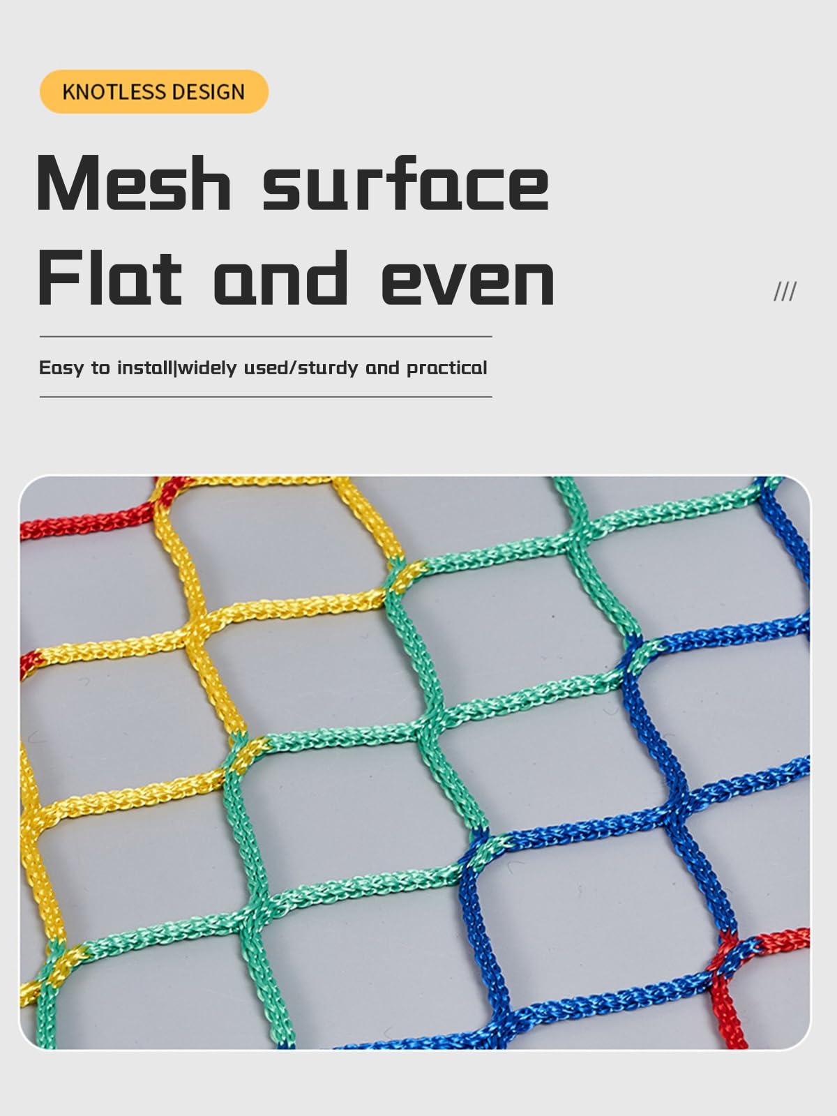 Fallschutznetz für Haustiere und Kinder, kein Knoten, Sportzaun für Treppen, Balkone, Spielplätze, Innen- und Außenbereich, Dekoration, mehrfarbig (1 m x 4 m)