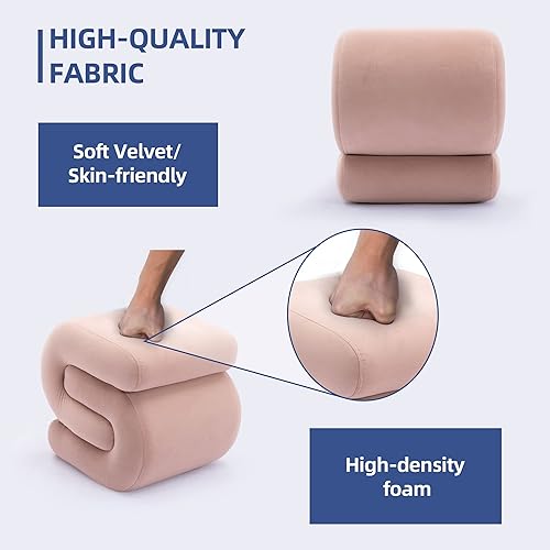 Miniatura 3 de Hdxdkog Taburete otomano de terciopelo en forma de S, moderno reposapiés, silla de maquillaje debajo del escritorio, asiento adicional tapizado para