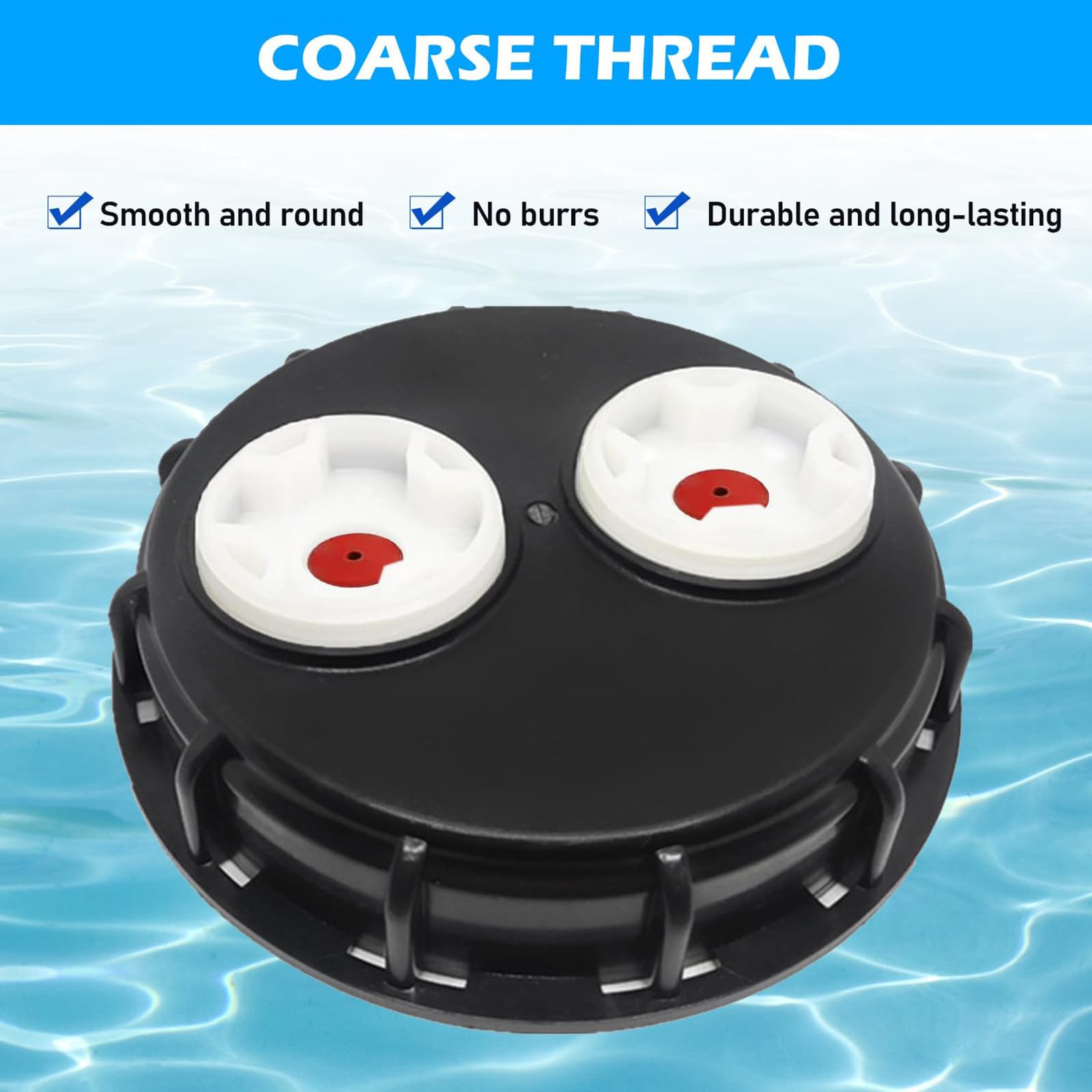 IBC Bouchons de Réservoir 163 mm, 2 Pièces IBC Couvercle de Réservoir Ventilé avec Double Aération, Bouchon de Réservoir IBC avec Bouchon de Rechange 2 Pouces pour Cuve Eau 1000 L