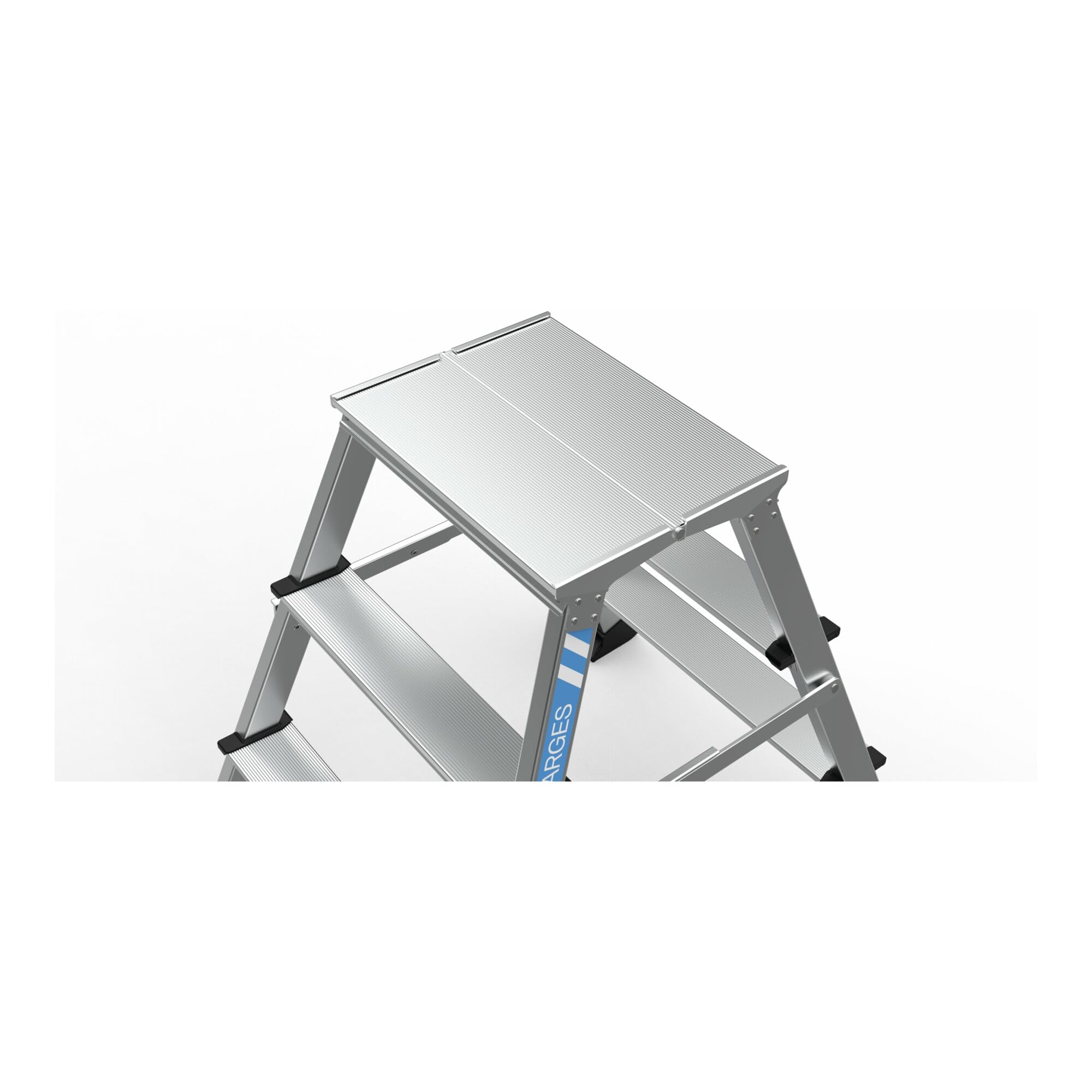 Zarges klappbares Arbeitspodest XLstep P (2 x 2 Stufen, 40 x 30 cm, aus Stahl, eloxierte Holme, beidseitig begehbar, platzsparend, Ideal für Montage-, Wartungs- und Reparaturarbeiten) 40101