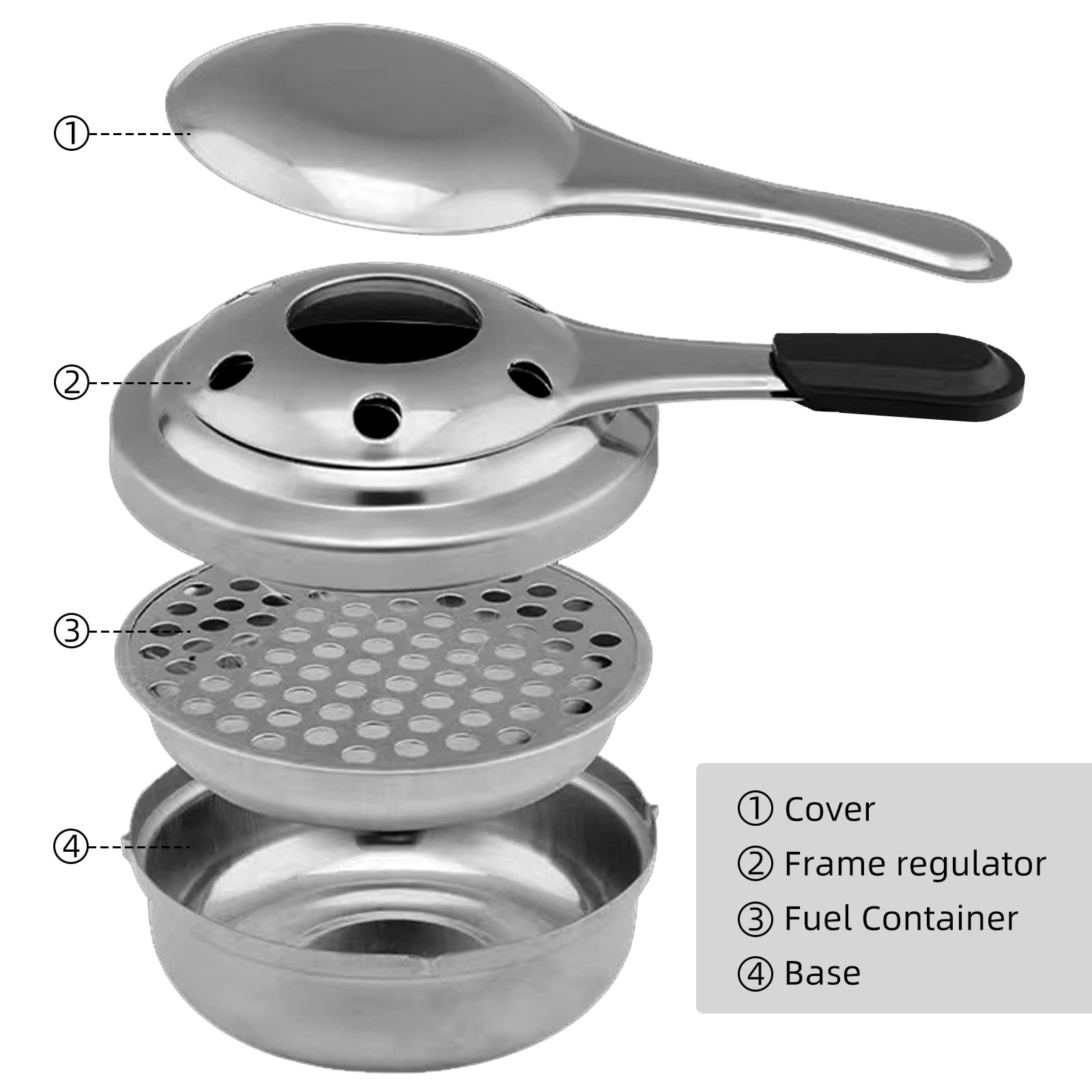 Gecheer 2 bruciatori per fonduta, bruciatori per pasta, portatili, antivento, bruciatori per alcool, fonduta, accessori per fonduta, set per fonduta, bollitore alcolico per Hot Pot, Dry Pot Cuisine,