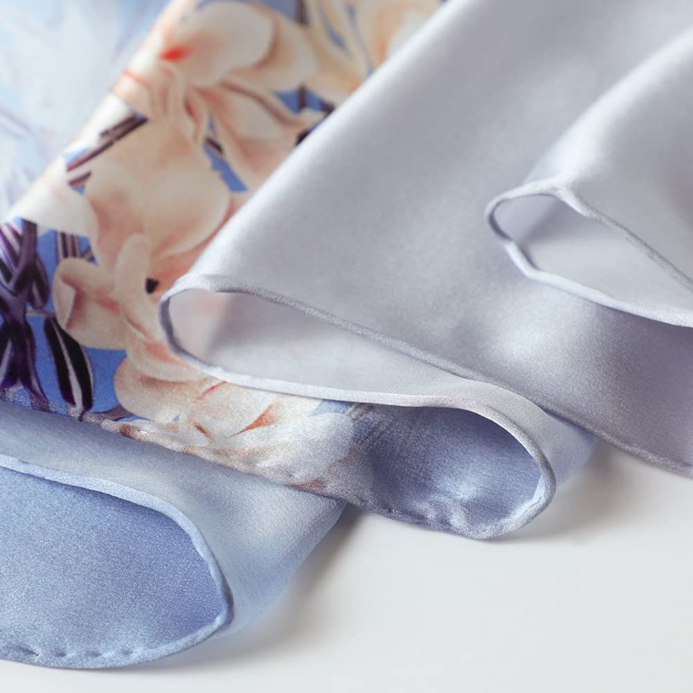 STORY OF SHANGHAI Sciarpa di 100% Seta Charmeuse da Donna Foulard a Raso con Fantasie Orientale, 56x177cm