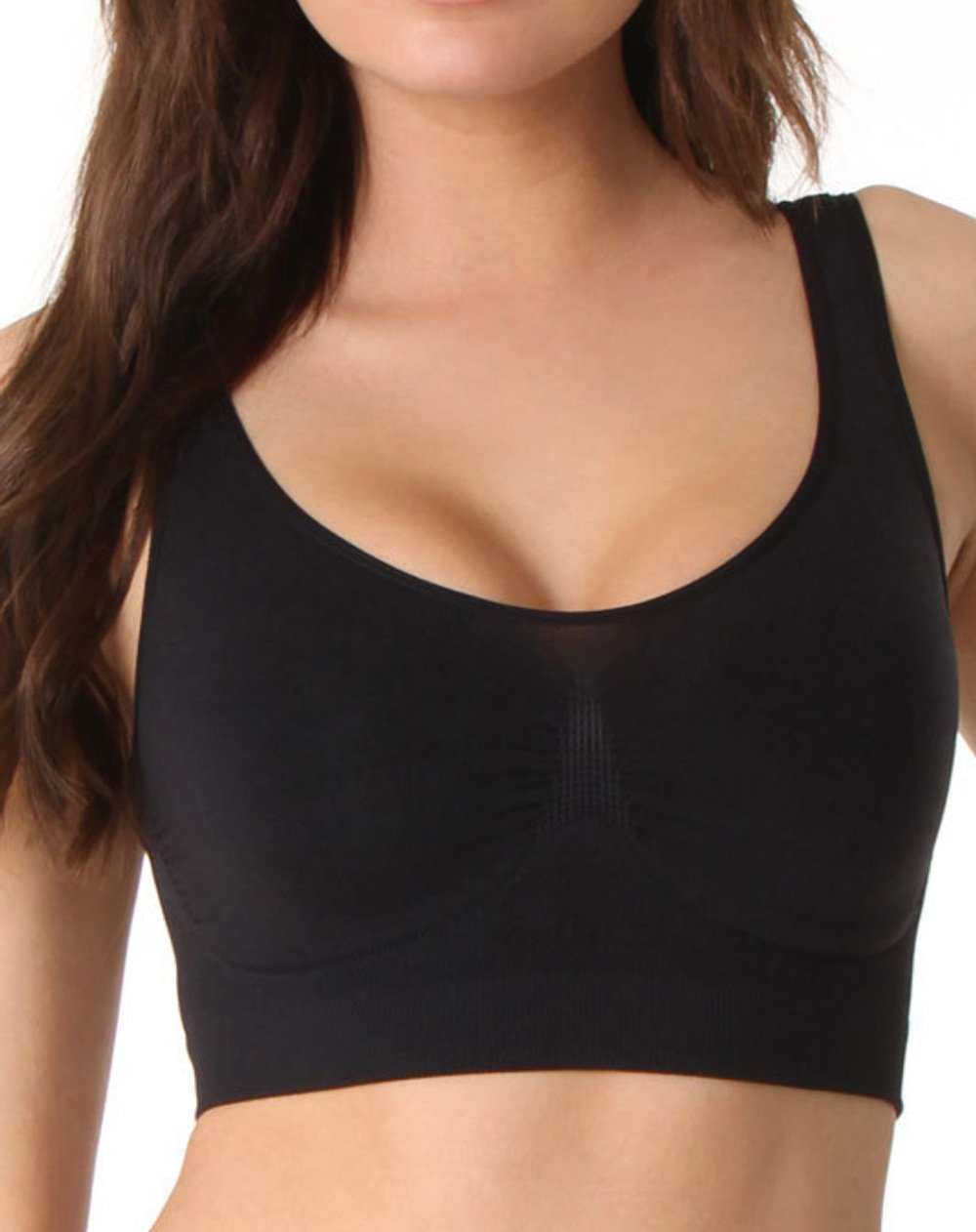 Aha Moment by N-fini Women's Lycra Seamless DBL-V Neck Wire Free Built-in Spandex Cup