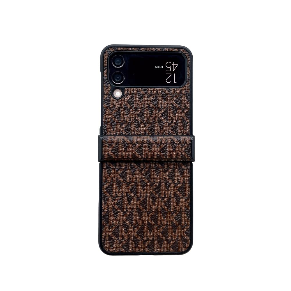 for Samsung Galaxy Z Flip 4 Case with Hinge Protection,Luxury PU Leather Classic Folding Slim Full Protective Phone Cover Case Compatible with Galaxy Z Flip 4(Coffee)