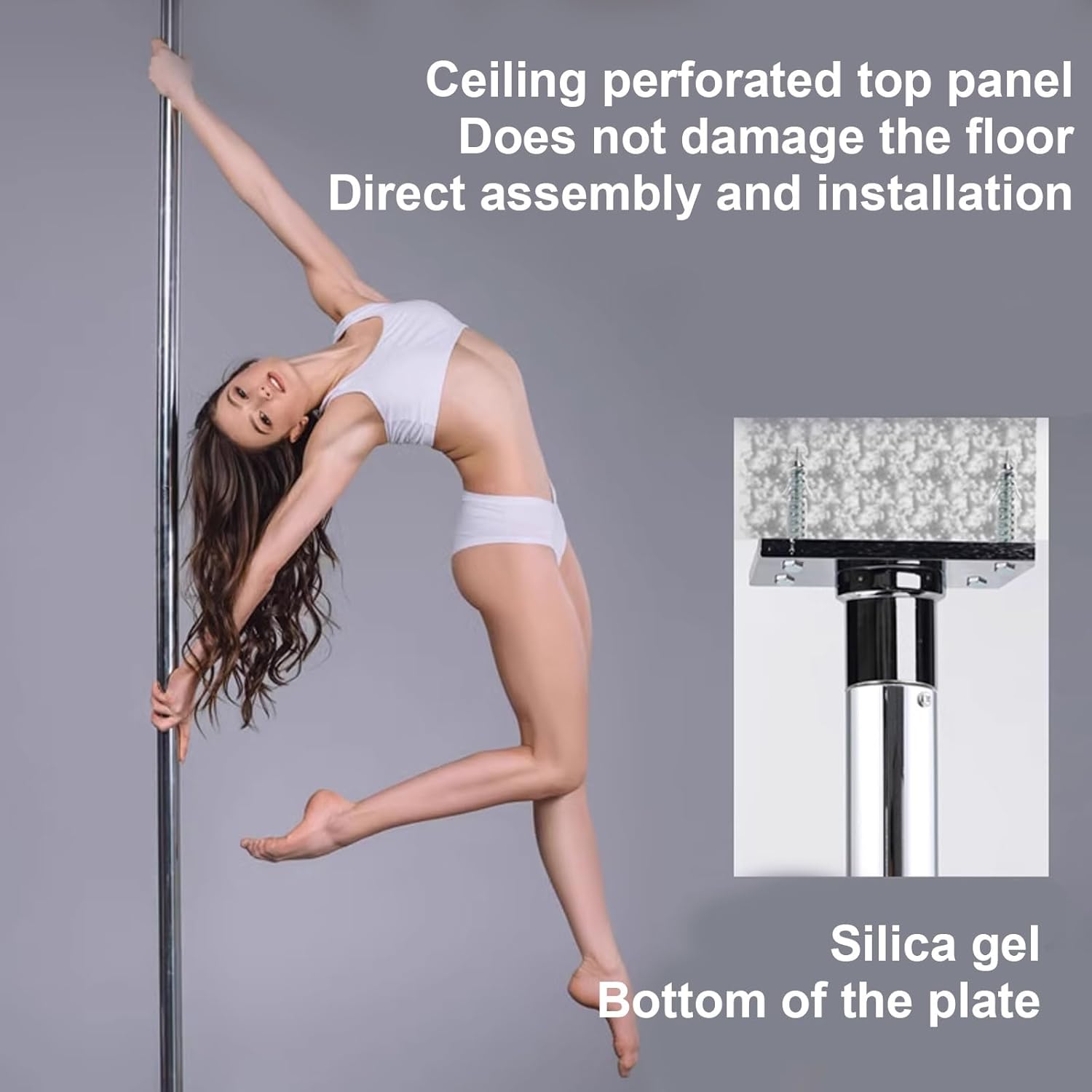 Professional Spinning Dance Pole for Home Gym, 45mm Removable Static & Spinning Dance Pole, 440LBS Weight Capacity, Ideal for Clubs & Fitness (Purple)