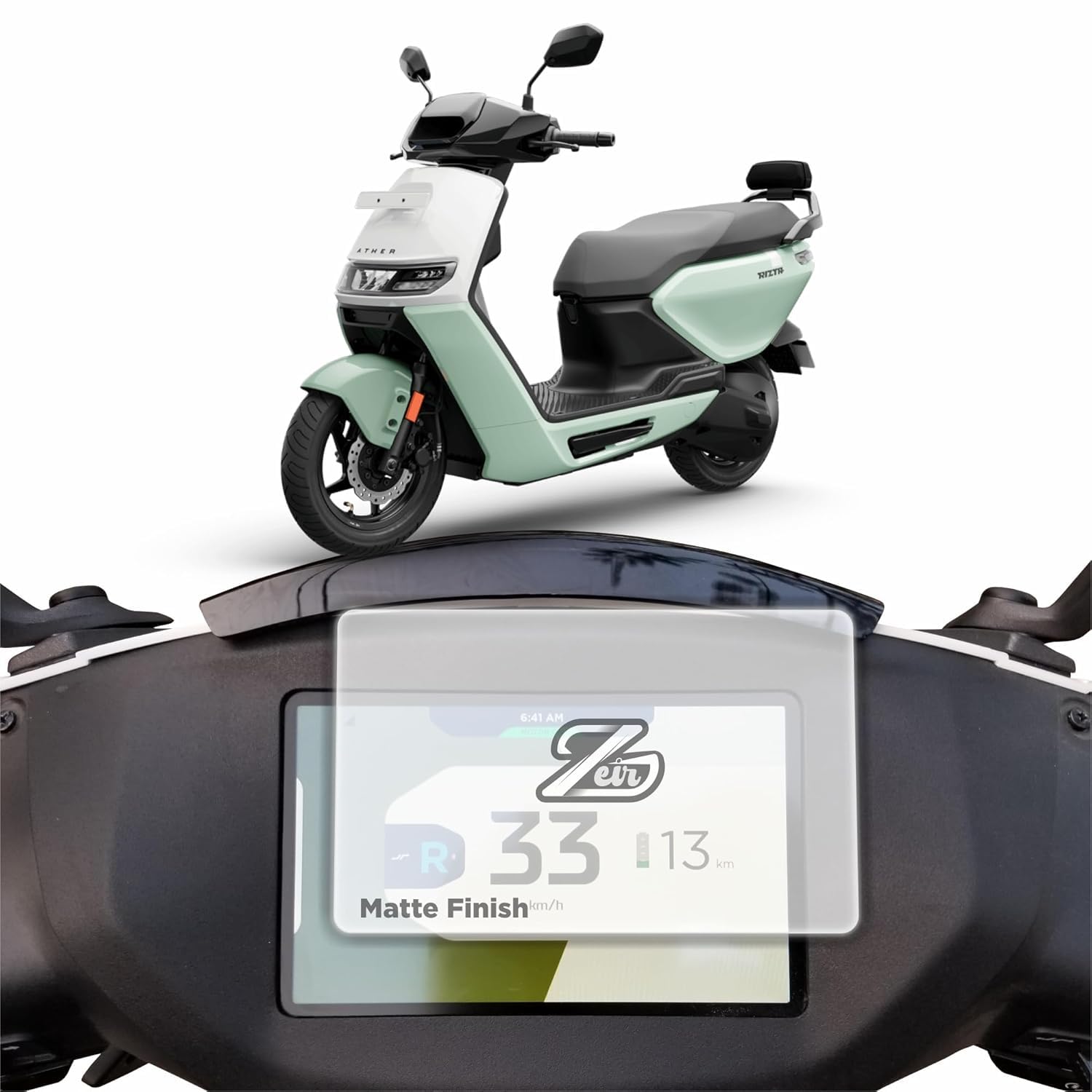 ZEIR Glossy Screen Protector For ATHER RIZTA S & Z EV Scooter 2024-7 INCH TFT Digital Display Scratch Guard Compatible With AtherRizta || 9H Bike Scratch Cover Accessory [Not Tempered Glass]