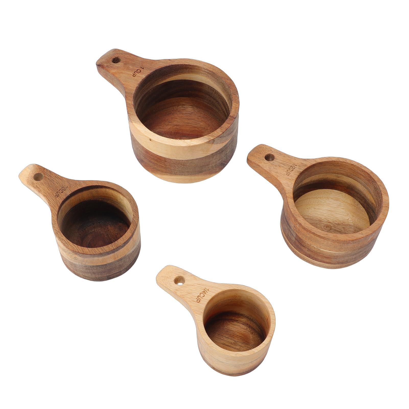 Set di 4 Misurini in Legno, Misurino Impilabile per Cottura Al Forno, Strumento da per Ingredienti Secchi, tè, Latte in Polvere con Misurino da