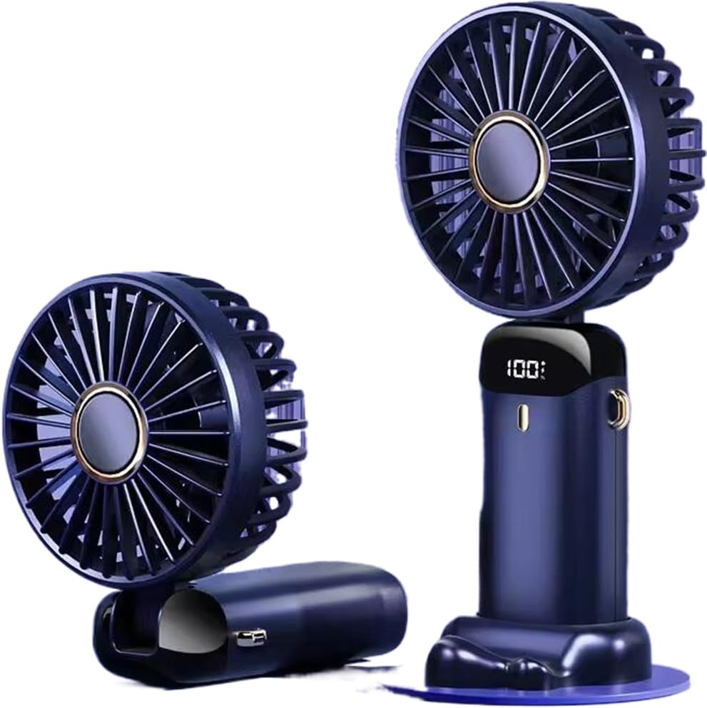 Mini ventilateur portable bleu rafraîchisseur USB pliable 5 vitesses