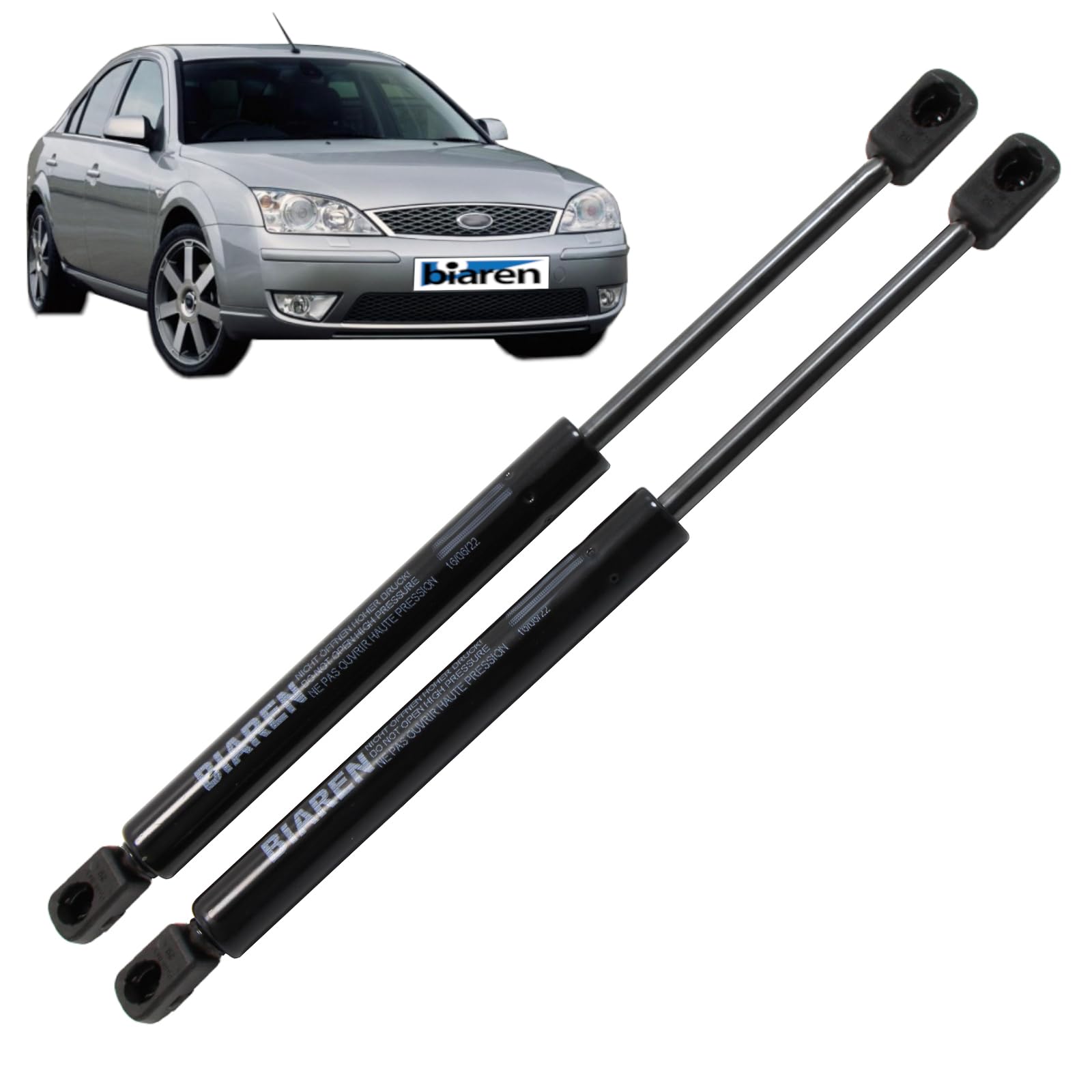BIAREN 2x Front Bonnet Gas Struts For Ford Mondeo Mk3 2000-2007