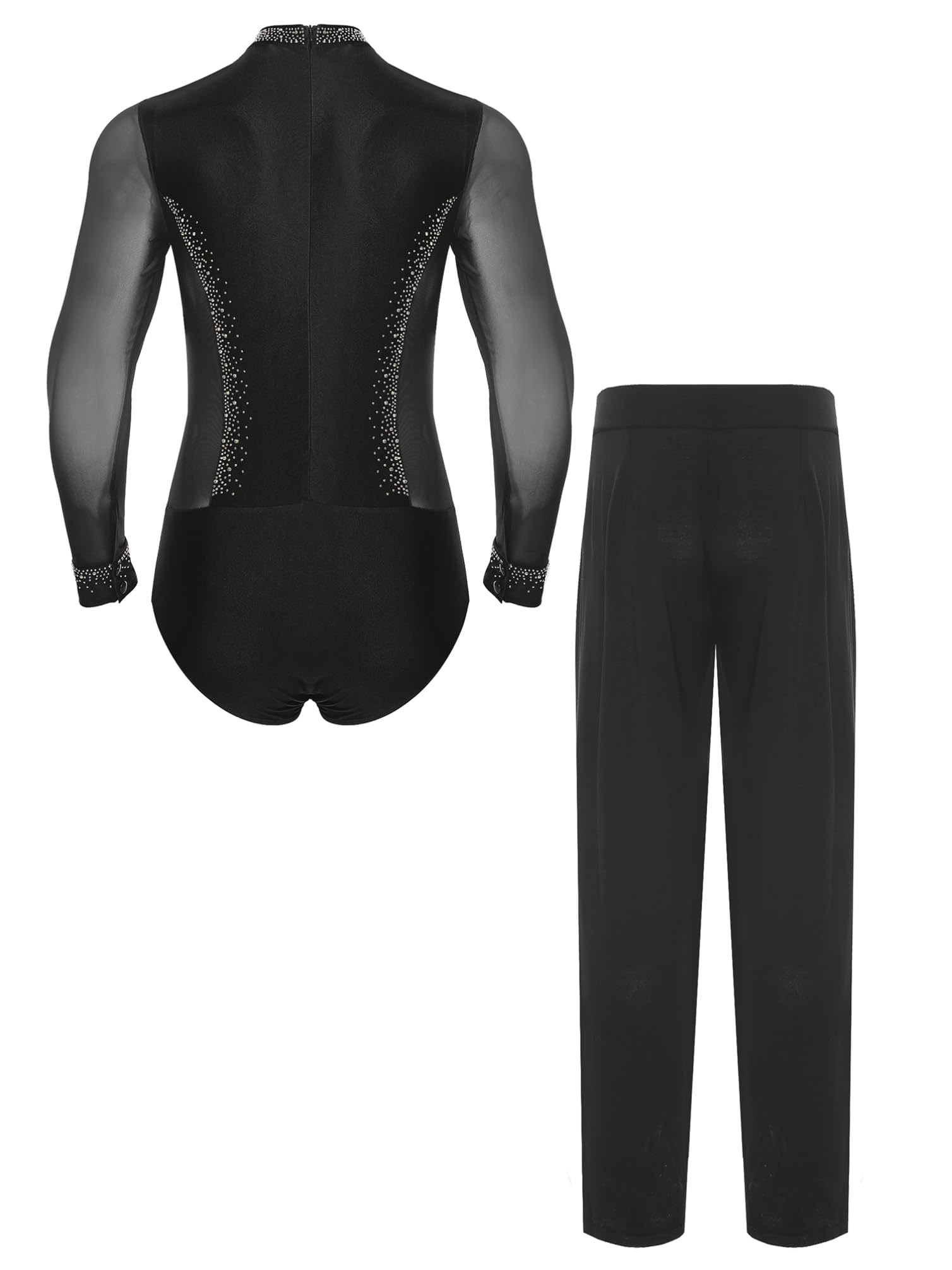Maillot de gimnasia para hombre, con pantalones de baile, manga larga, para gimnasia, patinaje artístico, disfraz