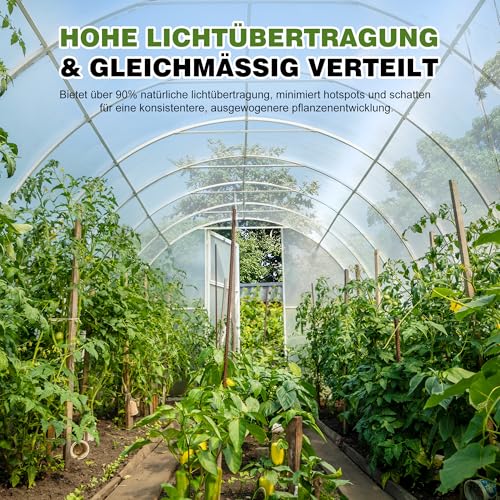 PROMORE Gewächshausfolie Transparent Polyethylenfolie 2 x 6M UV-beständige 0,15mm Extra Dick Reißfest Gartenfolie Gewächshaus Folie Tunnelfolie