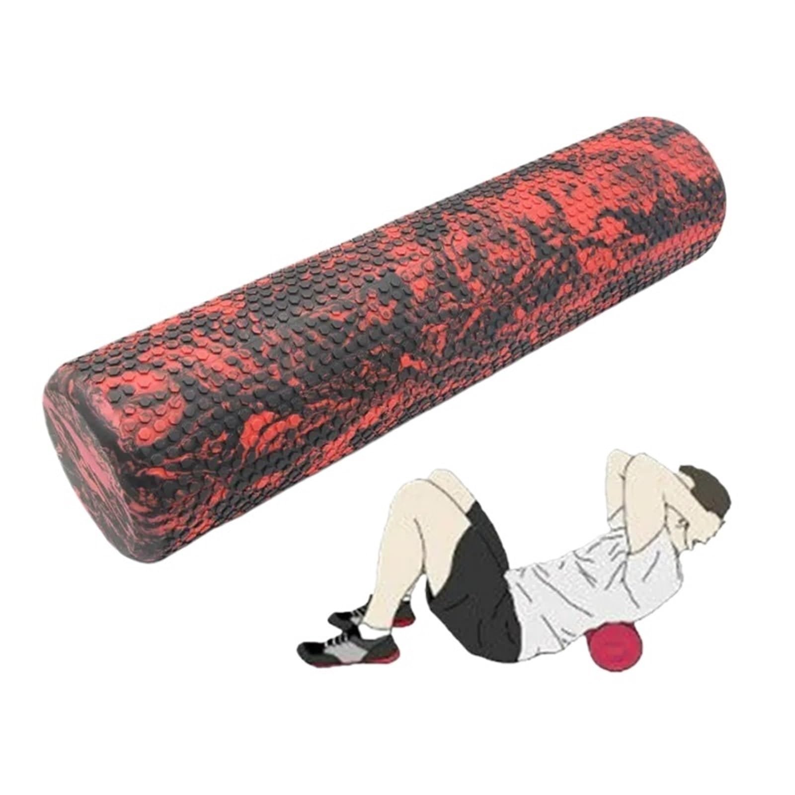 Rullo In Schiuma Rullo di schiuma Colonna for yoga Blocco for massaggio Tessuto muscolare Fitness Palestra Yoga Sport(Black Red 60X15cm)