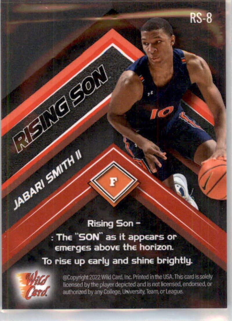 2021-22 Wild Card Alumination (SN 3) Rising Son #RS-8 Jabari Smith Auburn Tigers Pre NBA Prospect Basketball Card in Raw (NM or Better) Condition