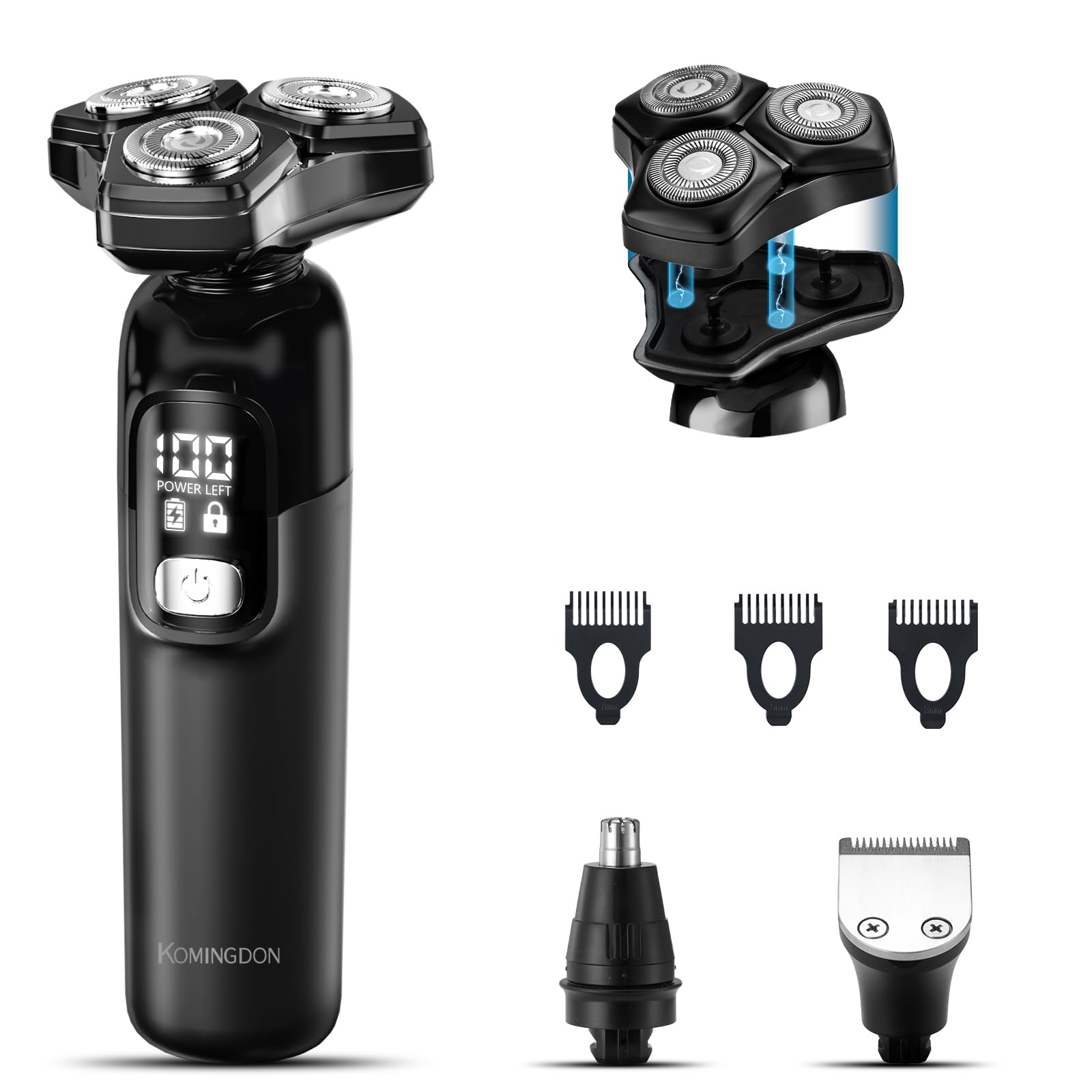 Electric Razor for Men, Magnetic Shavers for Men Face, Wet Dry Mens Electric Razors for Shaving Face, USB-C Rechargeable Multi-Functional Rotary