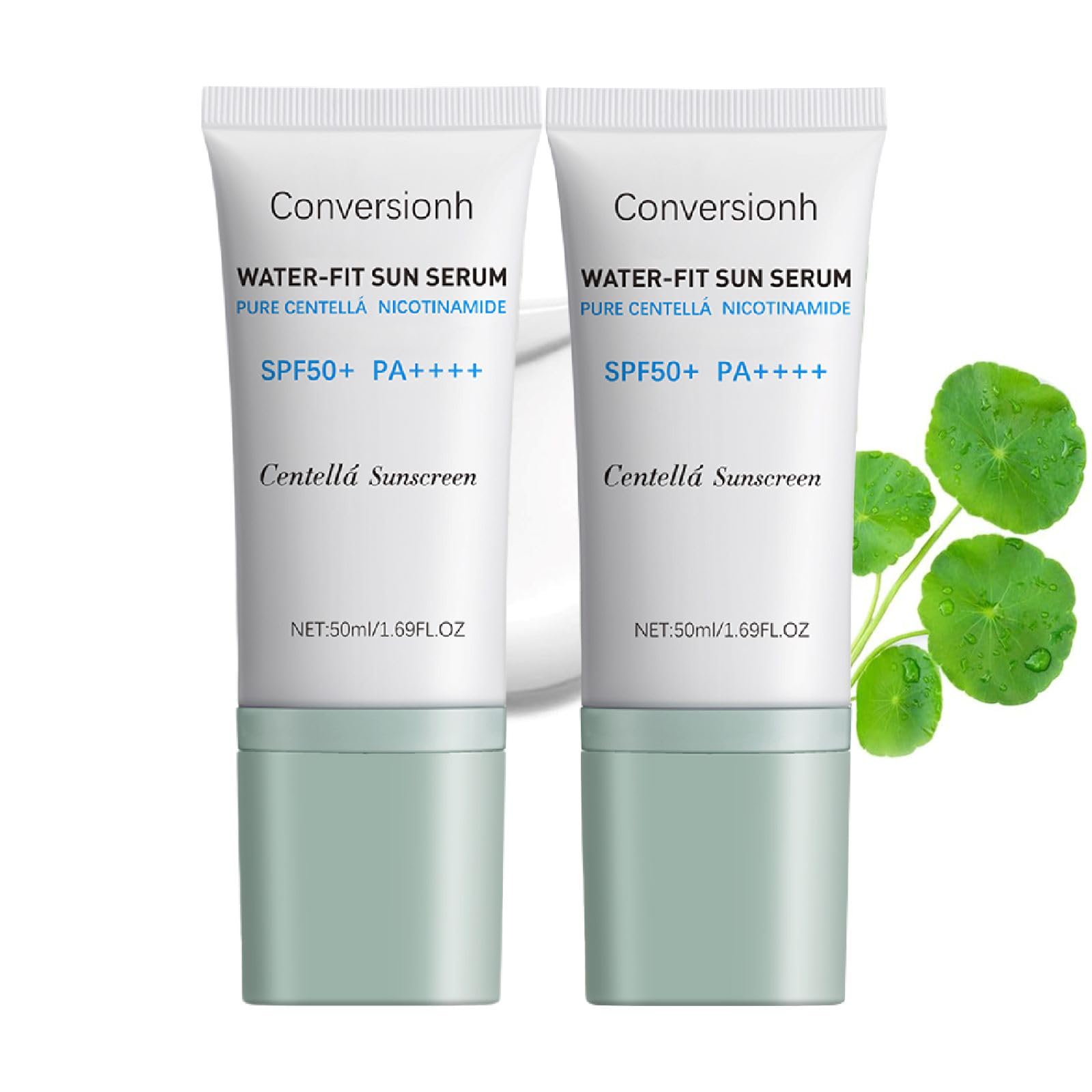 2 Pcs Centella Sunscreen,Lightweight Hydrating Centella Sunscreen SPF 50 No White Cast,for All Skin Type and UV Defense.