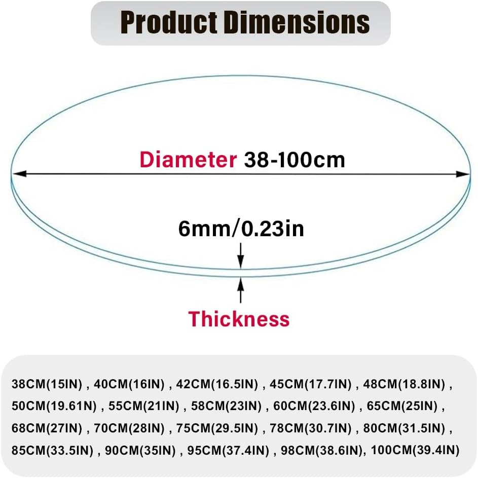 Tempered Glass Table Top Round Transparent Replacement Top for Dining Tables, Thick Table Glass Surface for Coffee, Restaurant Tables, Brown(100CM(39.4IN))