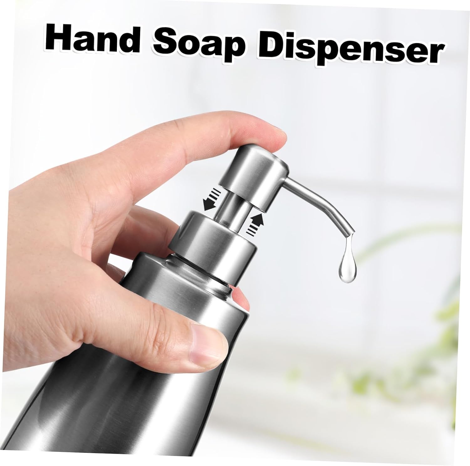 304 Stainless Steel Soap Dispenser Pump Refillable Hand Lotion Dispenser for Kitchen and Bathroom Modern Brushed Finish