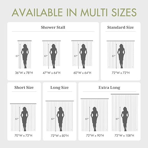 Vista 26 de AmazerBath Forro de cortina de ducha, forro de ducha gris de 72 x 72 pulgadas, bonitos forros de cortina de ducha de plástico, cortinas de ducha