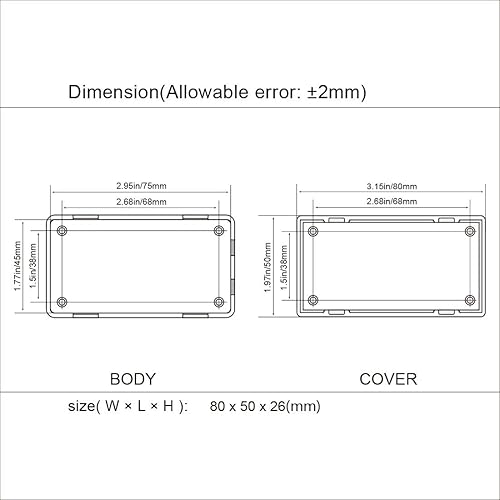 Miniatura 56 de LeMotech Project Box - Caja de 5 piezas de plástico ABS para proyectos eléctricos, caja de conexiones pequeña para electrónica, color blanco, 3.54 x