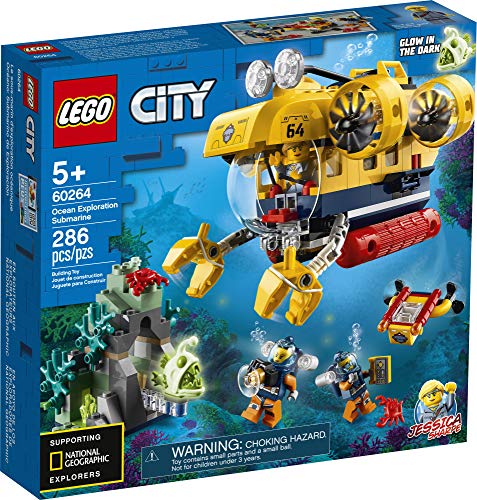 LEGO 60264 City Ocean Exploration Submarine mit U-Boot, Korallenriff, Unterwasserdrohne, im Dunkeln leuchtenden Seeteufel und 4 Meeresforscher-Minifiguren, 286 Teile (englische Version) – Bild 5