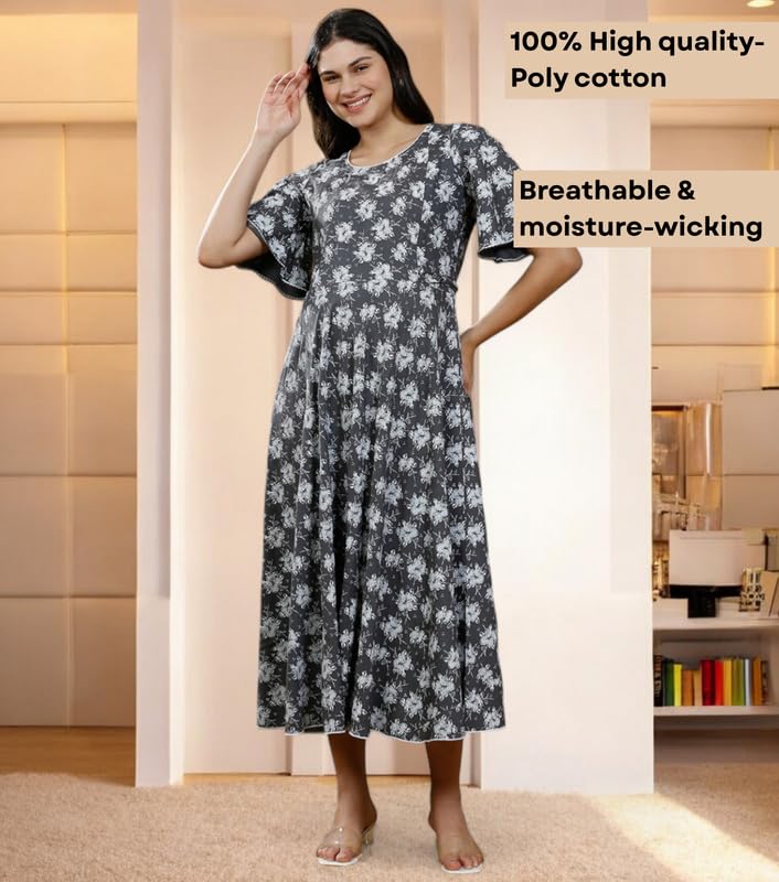 Image of DUMMY SHAPE Women's Rayon Anarkali Maternity Dress & Feeding Kurti with Zippers