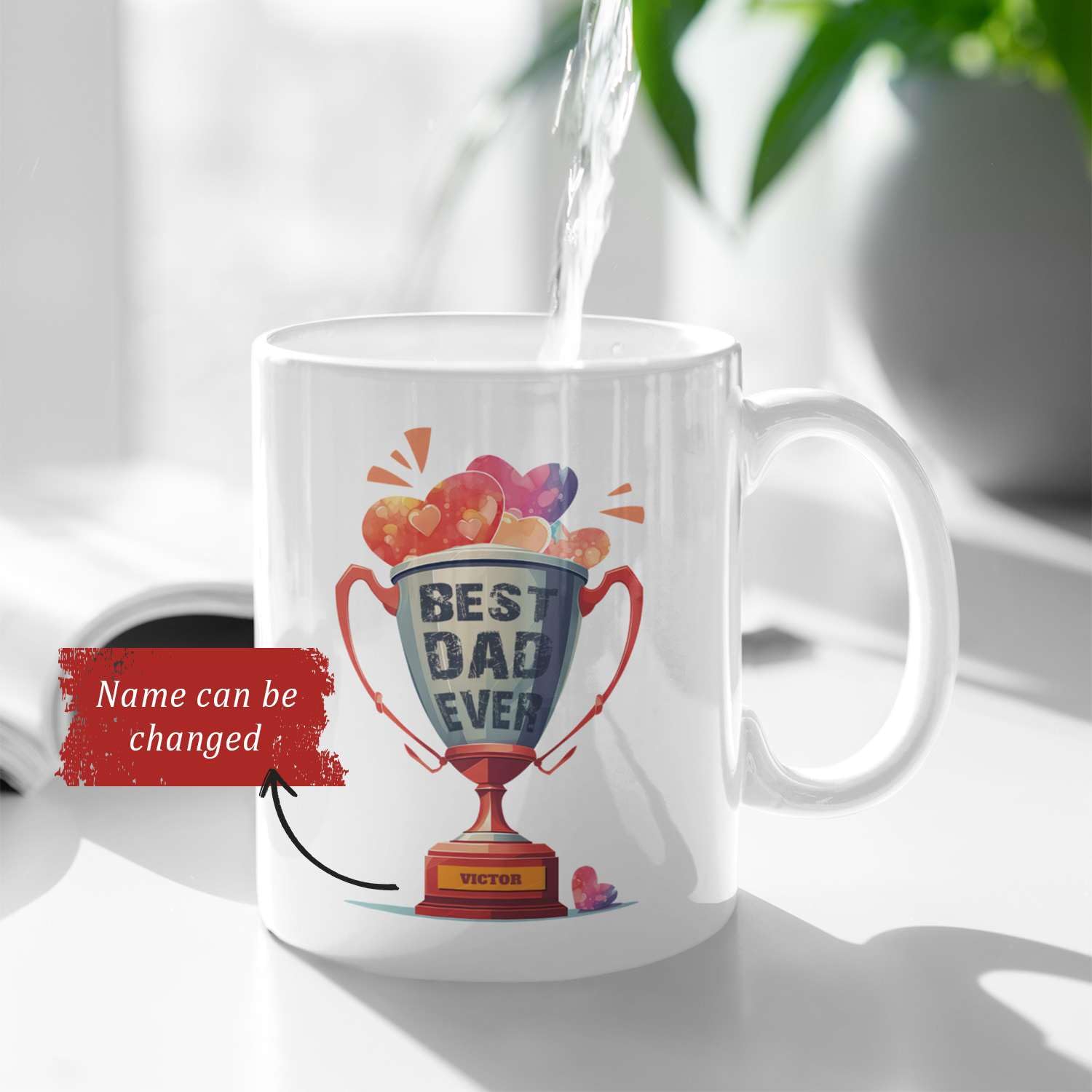 Amazon.com: Dad Travel Mug Present, Personalized Coffee Mug For Father,  Father White Ceramic Cup, Customized Unique Mug Gift For Daddy From Son Or  Daughter, Custom Name Trophy Design Mug 11oz 15oz :